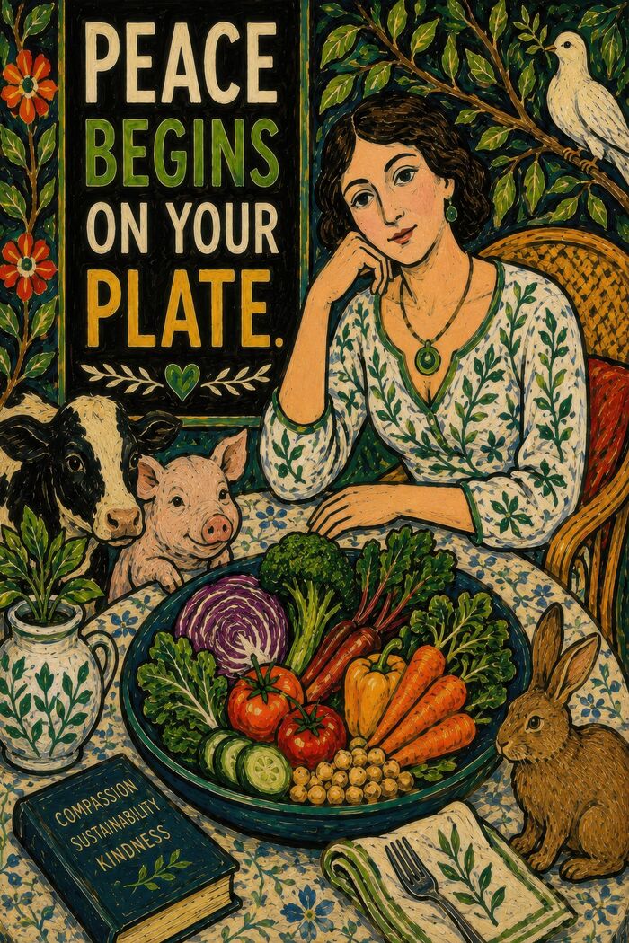 Peace Begins on Your Plate — free vegan poster