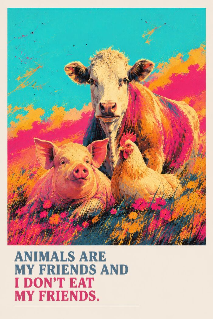 Animals Are My Friends — free vegan poster